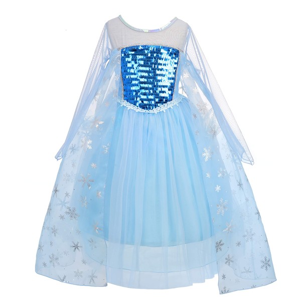 Dressy Daisy Girls Ice Princess Dress Up Costumes Halloween Christmas Fancy Party Long Sleeve Size 4-5