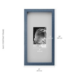 Mikasa Navy Gallery Frame-7x14 Matted to 4x6, 8.03x1.57x15.04 Inch