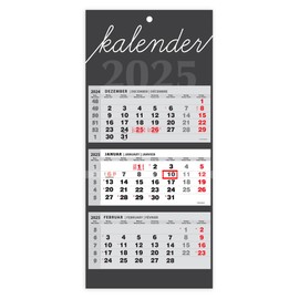 JAROGRAF Wall Calendar 2025 - 3-Month Calendar with Practical Wall Planner for Efficient Year Planning, Holidays, School Holidays and Important Dates (Grey) Three-Month Calendar