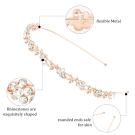 Norbiariz 4 Pack Rose Gold Rhinestone Headbands Diamond Headdresses Hair Accessories Headbands for Women Non Slip Headband Girls Fashion Cute Head Bands for Women's Hair Tiaras