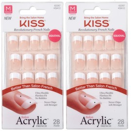 Kiss Salon Acrylic French Nails 28pc Rumour Mill KSA12, white (Pack of 2)