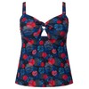 Ulla Popken Women's Halterneck Flowerpoints Recycled Tankini Set, navy