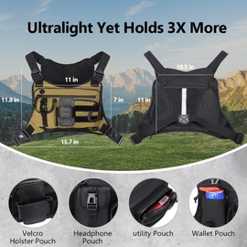 NST Tactical Vests for Men & Women with Gloves - EDC Chest Pack for Sports and Workouts, Chest Bag for Running Hiking Cycling