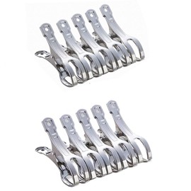 Pack of 10 Towel Clips, Large Clothes Drying Clips for Laundry, Beach Towel Clips, Large Clothes Peg, Towel Holder, for Quilts, Clothes, Beach Towels (Stainless Steel)