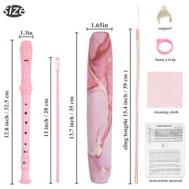 Czzmy Recorder for Children Beginners Soprano German Fingering 8-Hole Flute for Adults (Pink Splash Ink)