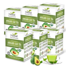 Avocado Leaf Tea - Organic Avocado Green Tea Bags, Rich in Calcium, Nutrient Dense, Respiratory & Heart Support - 24 Teabags in 6 Packs - Herbal Goodness