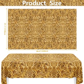 TYXIVO 4 Pcs Straw Tablecloth Farm Hay Table 51x86 inch Cover Western Birthday Theme Tablecloth for Table Western Cowboy Theme Birthday Party Decorations Hawaiian Luau Party Decorations