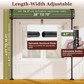 Goovilla Room Divider for Room Separation, Tension Curtain Rods No Drilling, 4-10ft(H) 28-70inch(W) Adjustable Temporary Privacy Wall Divider, Heavy Duty Freestanding Space Partition Separator, Black