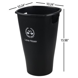 Dehouse 16 Inch Tall Flower Buckets Set with Cutout Handle, Set of 4 Plastic Floral Vase Bucket for Cut Flowers Home Wedding Decoration, Black