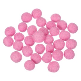 sourcing map 30 Pcs Wool Felt Balls Beads, 0.6 Inch Felt Pom Poms for Crafts, Handmade Pompoms Bulk Small Bead for Nursery Handicrafts and DIY Art Decoration, Pink