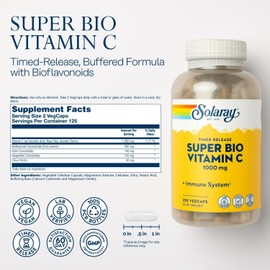 Solaray Buffered Vitamin C 250 Capsules Time Release Antioxidant Support