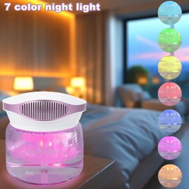 Water Air Purifiers for Home, Variable Speed Air Washer Aroma Diffuser, Quiet Rainbow Air Purifier with Water, Air Washer Humidifier, Essential Oils Fresher With Night Light for Home, Bedroom, Purple