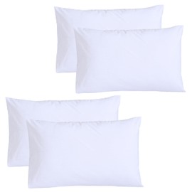 Funky Gadgets Pillow Cases 4 Pack White 200 Thread Count 100% Egyptian Cotton Pillowcases, Soft Breathable & Hypoallergenic Envelope Closure Pillow Covers (50 X 75+15cm)