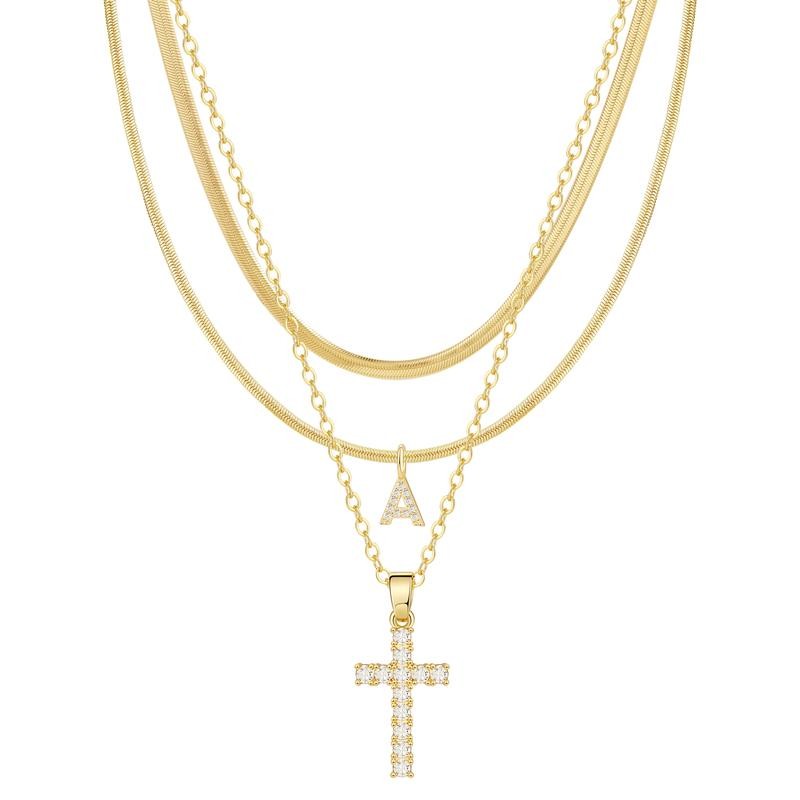 TASISO Layered Gold Necklaces for Women Tiny Initial Necklaces 14K