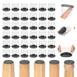 Amrules 36Pcs Round Chair Leg Floor Protectors, Silicone Chair Feet Caps to Protect Tile Floors, Felt Pads Furniture Leg Caps Covers from Scratches and Noise (Darkgrey Edging, Fit: 1.3" - 2")