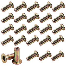 AOKLIT Multi-Grip Rivet-Nuts, M8 Rivet Nut Carbon Steel Pre-Bulbed Shank Color-Zinc-Plated Flat Head Threaded Insert Nut(25 Pack)