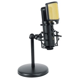 Rockville Solo-Cast Pro 24 bit 192Khz USB Computer Microphone Youtube Zoom Podcasting Gaming Skype Twitch Streaming Home Studio Recording Laptop Desktop Mic w/ Headphone Out+Desk Stand+Pop Filter
