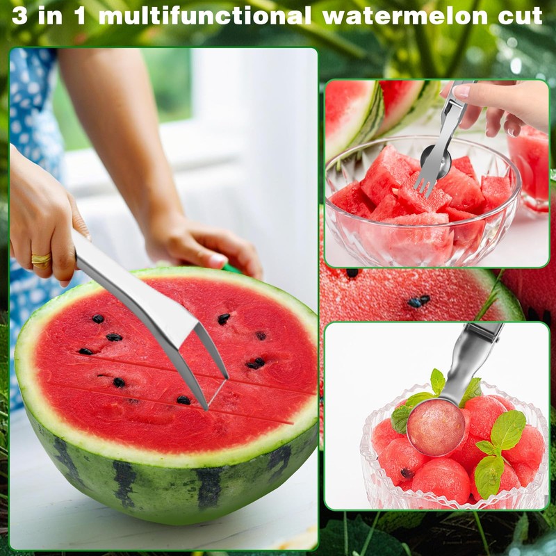 2Pcs Watermelon Slicer Tool Fork 3-In-1 Fruit Fork Fruit Cutters