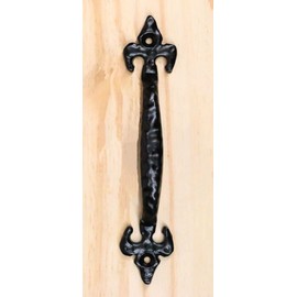 Ebros Gift Set of 4 Rustic Black Vintage Finish Forged Cast Iron Fleur De Lis Abstract Decorative Angled Drawer Bar Handle Pulls Cabinet Door Furniture Bar Pull Knobs