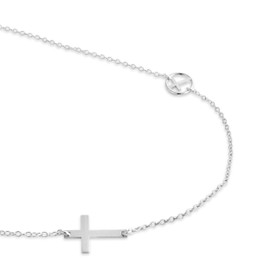 925 Sterling Silver Double Sideways Cross Necklace (18 Inches) Holiday Gift Jewelry Gift