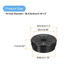 sourcing map 12Pcs Desk Grommet Black, Snap Bushing Grommet With Shutter for Holes with 1.18"(30mm) Mounting, Round Nylon Snap in Cable Desk Grommet for Cables and Cords Management