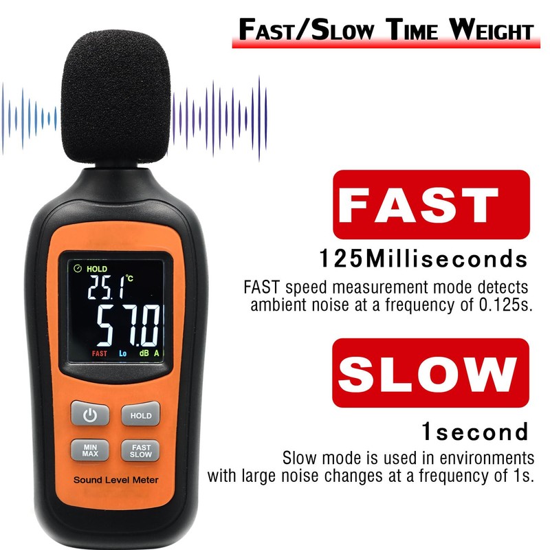 Decibel Meter,Digital Sound Level Meter Portable SPL Meter,35dB to 135dB