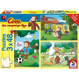 Schmidt Spiele 56433 Coco the Curious Monkey, My Friend, 3 x 48 Pieces, Children's Puzzle, Cartoon, Colourful