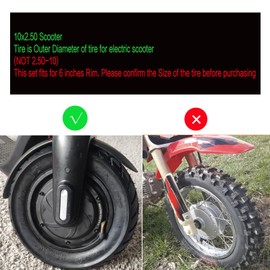Relibupdater 10inch Scooter Tire, 10x2.50 Inflatable Wheel Pneumatic Tire Compatible with Nanrobot D6/GOTRAX GMAX electric scooter