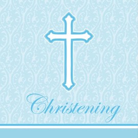 Faith Blue Christening Lunch Napkins 18 Per Pack