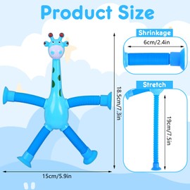 4PCS Telescopic Suction Cup Giraffe Toy Pop Tubes Fidget Toys Sensory Tubes Boys Girls Toddler Autism Products Birthday Gifts