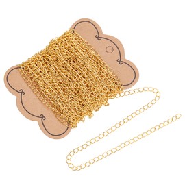 PH PandaHall 10 m Roll Azuki Chain, 1.2 x 0.1 inches (3 x 4 mm), Necklace Parts, Necklace Chain Only, Red Bean Type, Ring Chain, Durable, Durable, For Jewelry, Crafts, Crafts, DIY Accessories, Basic Parts, Gold