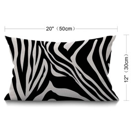 BGBDEIA Cushion Cover Zebra Stripes Black and White Zebra Print Animal Pattern Skin Abstract Art Rectangular Throw Pillow Cover for Couch Sofa Home Decor Cotton Linen 30 x 50 cm 12x20 Inch
