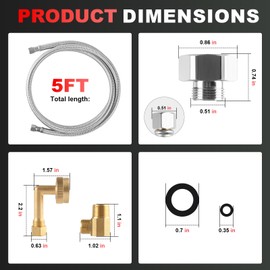 Dishwasher Connector Installation Kit-Premium 6FT Water Supply Line,3/8 Inch Compression Ends,3/8 Inch FHT Elbow, and 3/8 Inch MIP Elbow,Braided Stainless Steel Hose (5FT)