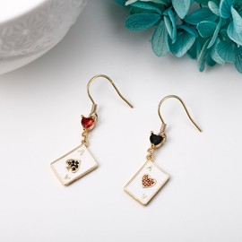 Poker Earrings S925 Sterling Silver Queen Of Hearts Earrings Dangle Playing Card Earrings Poker Jewellery For Women Female Casino Outfit