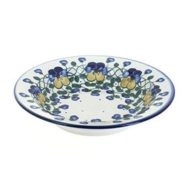 Blue Rose Polish Pottery Pansies Soup Plate with Rim