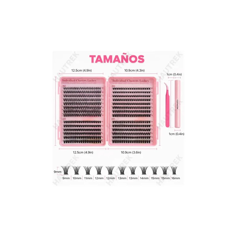 640 Kit Extension De Pestañas Maquillaje Completo Diy 9-16mm