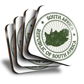 Destination Vinyl ltd Great Coasters (Set of 4) Square - Republic Of South Africa Map Travel Drink Glossy Coasters/Tabletop Protection for Any Table Type #5397