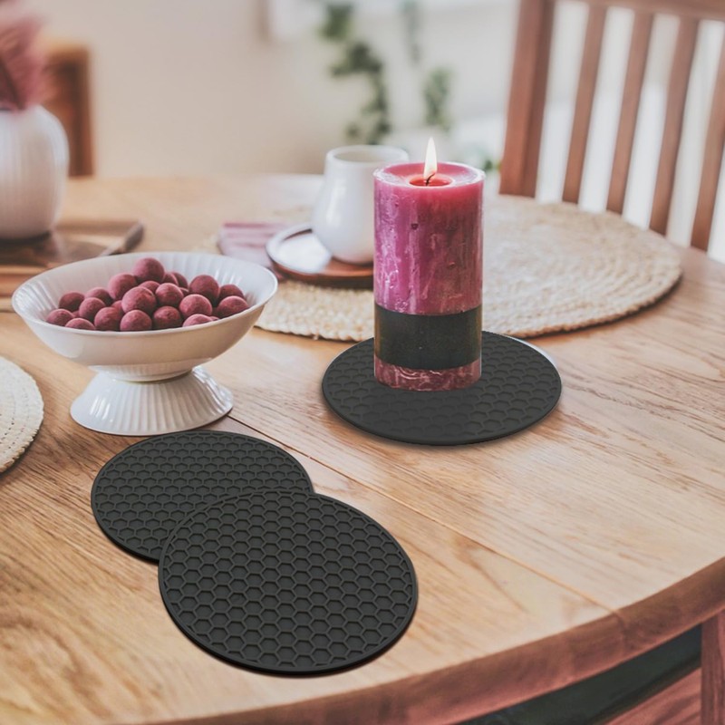 TENOC Silicone Non-Slip, Heat Resistant & Water-Trapping Trivet Mats for