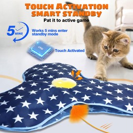 Oxawo Interactive Motion-Activated Cat Toys Chirping and Moving Feather Wand - Keep Your Feline Friend Entertained and Enriched
