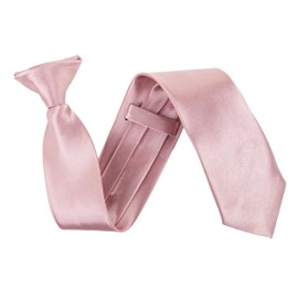 Wide 3" Satin Solid Colour Plain Safety Clip On Tie (Dusty Pink)
