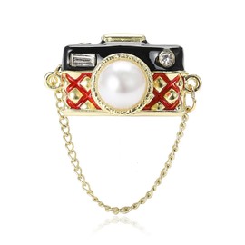 Camera Brooch Pins for Women, Pearl Camera Brooch Pin, Cute Camera Brooch Lapel Pin, Bohemian Camera Brooches Pins for Women Hat Bag Suit Dress Accessories Jewelry