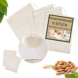 6 Pieces Nut Milk Bags - Bojuzhi Cotton Straining Cloth for Straining, Cheesecloth Nut Bags for Oat Milk/Almond/Yogurt/Juice/Cold Brewed Coffee, Washable and Reusable