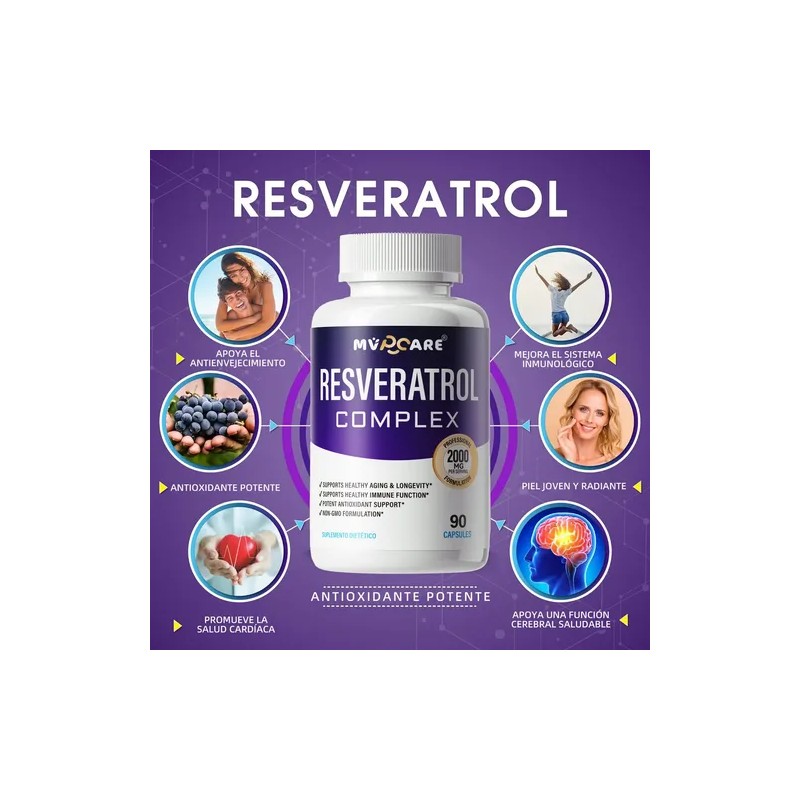 Resveratrol De 90 Cáps Con Semilla De Uva Roja Acai
