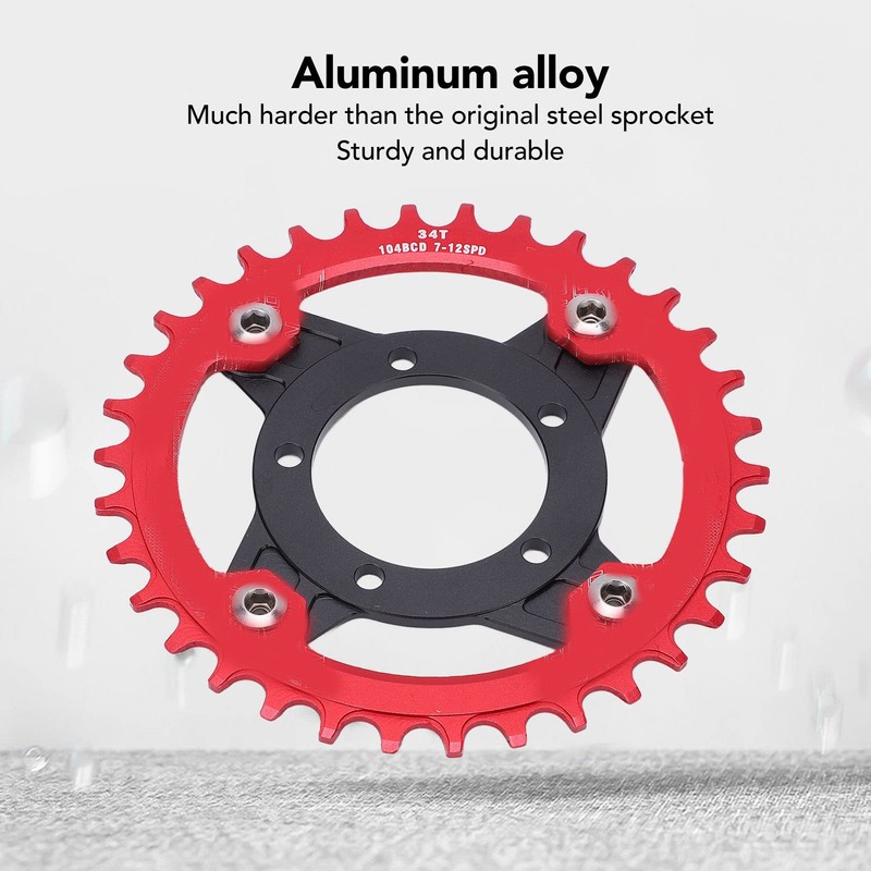 Bike Chainring, 104 BCD Chain Rings 34T Positive Negative Tooth