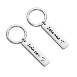 Gzrlyf Twins Keychain Set - One and Two Keychain for Twin Sister or Brother Gift