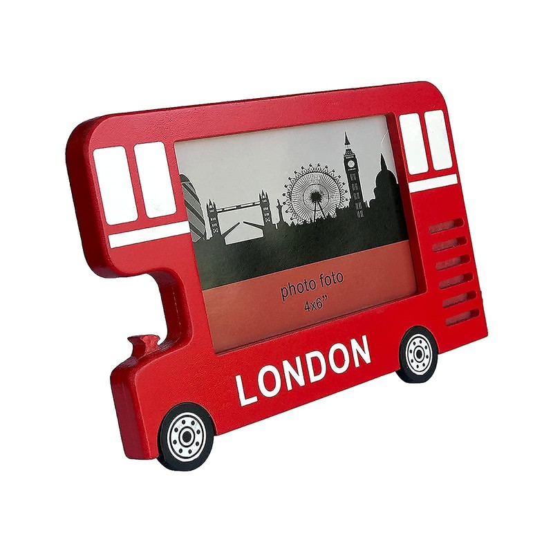SAJAK 4x6 London Bus Picture Frame Tabletop Desktop Photo Holder