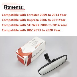 RLB-HILON Rear View Mirror Compatible with Subaru Model, for Forester 2009 to 2013 Year, for Impreza 2006 to 2011Year, for STI WRX 2006 to 2014 Year, for BRZ 2013 to 2020 Year