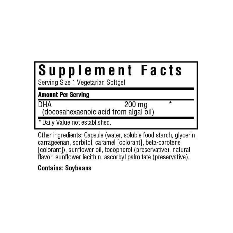 BlueBonnet Natural Omega-3 Vegetarian DHA Vegetarian Softgels, 200 mg, 60