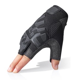 ThreeH Guantes Tácticos de Medio Dedo Correa de Muñeca Ajustable Antideslizante y Transpirable para Deportes al Aire Libre Ciclismo Montañismo, Negro