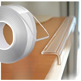 Clear Self Adhesive Edge,1.18in Width x118.2in Length,(3cmx3m) Self-Adhesive Table Edge Guard,Sharp Edge Wrap Cover Tape，Furniture Corner Protectors (thk: 2mm)